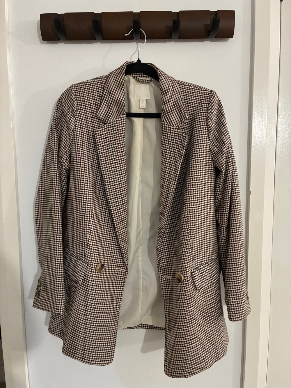 H&M Brown and Black Houndstooth Blazer